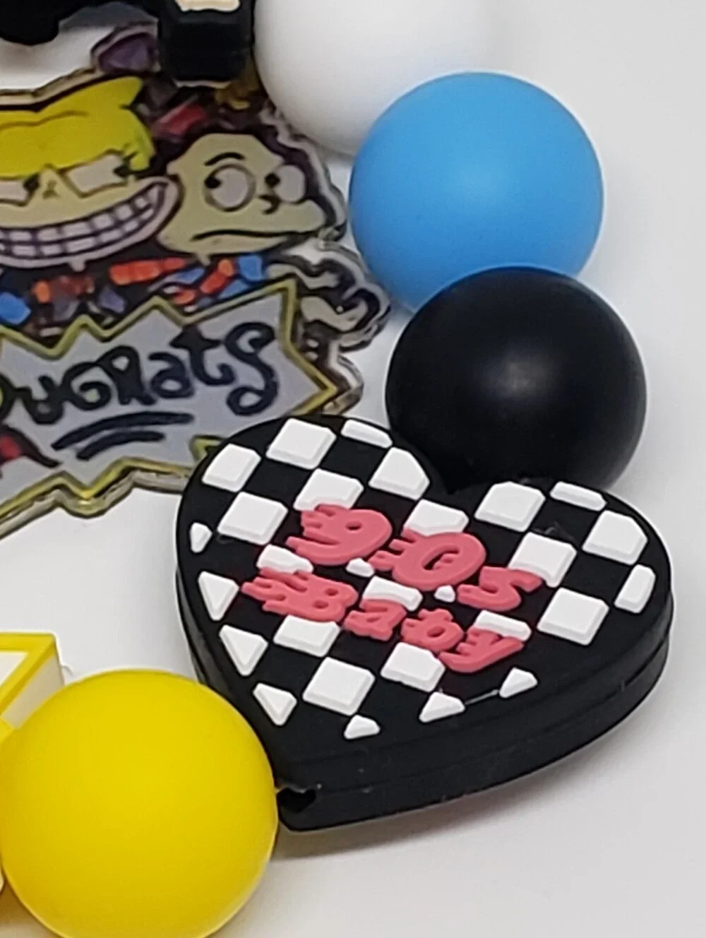 Handmade Rugrats Tommy Pickles Chuckie Finster Silicone Beaded Keychain Wristlet
